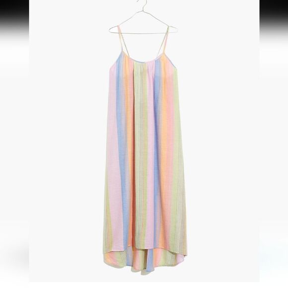 NWT Madewell Tie-Back Cover-Up Maxi Dress in Rainbow Stripe - Picture 2 of 9